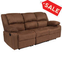 Flash Furniture BT-70597-SOF-BN-MIC-GG Harmony Series Chocolate Brown Microfiber Sofa with Two Built-In Recliners 